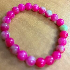#021 Persian Hot Pink Jade Bracelet 8mm Handmade